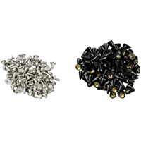 SODIAL(R) 100X Apliques Remaches 10mm Negro Bala Tachuelas Bolsa-Calzado-Guante